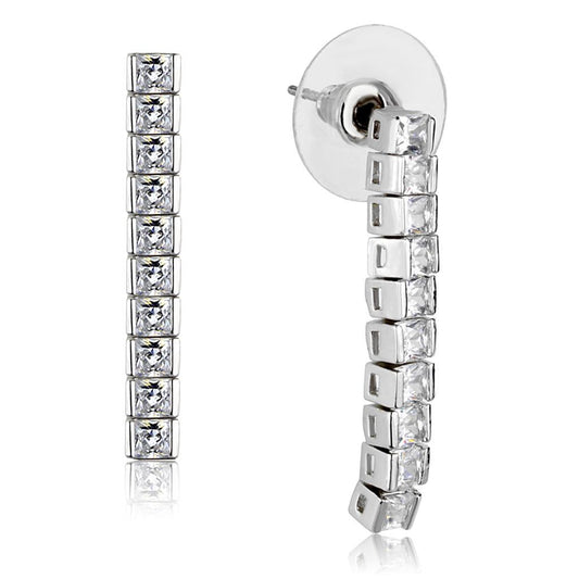 3W938 - Rhodium Brass Jewelry Sets with AAA Grade CZ  in Clear-1