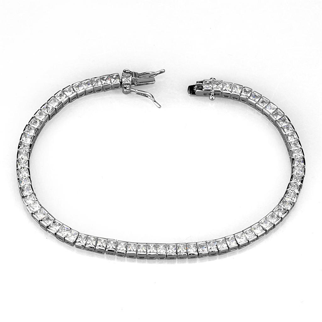 3W938 - Rhodium Brass Jewelry Sets with AAA Grade CZ  in Clear-2