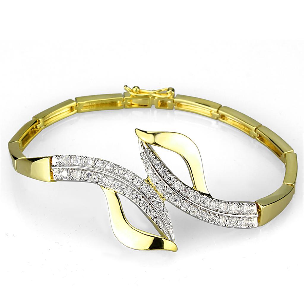 3W942 - Gold+Rhodium Brass Jewelry Sets with AAA Grade CZ  in Clear-2