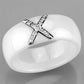3W948 - High polished (no plating) Stainless Steel Ring with Ceramic  in White-4