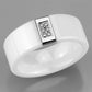 3W952 - High polished (no plating) Stainless Steel Ring with Ceramic  in White-4