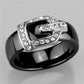 3W954 - High polished (no plating) Stainless Steel Ring with Ceramic  in Jet-4