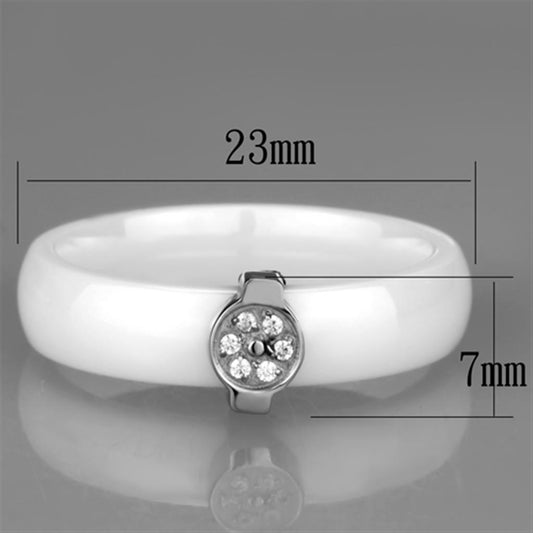 3W958 - High polished (no plating) Stainless Steel Ring with Ceramic  in White-1