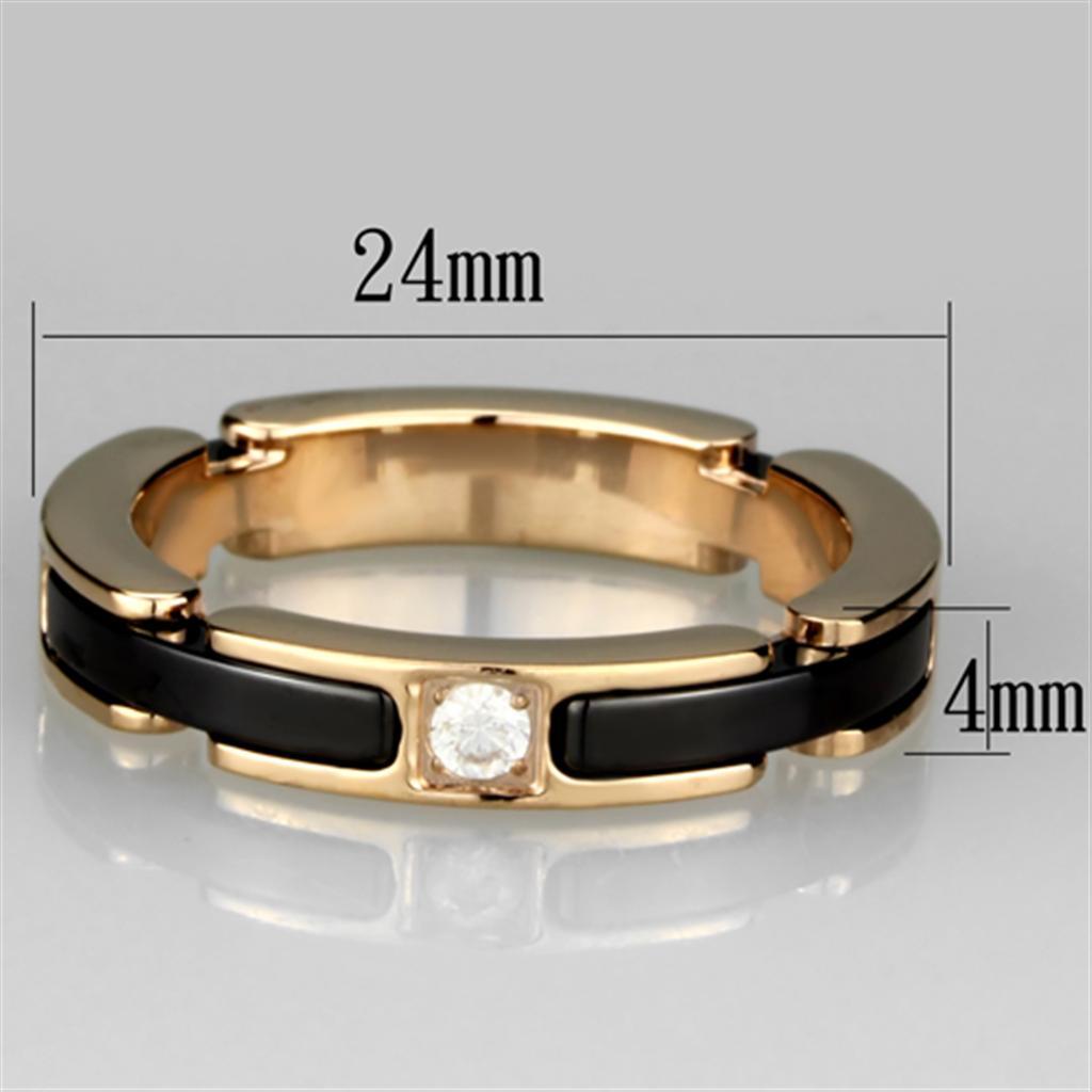 3W960 - IP Rose Gold(Ion Plating) Stainless Steel Ring with Ceramic  in Jet-1