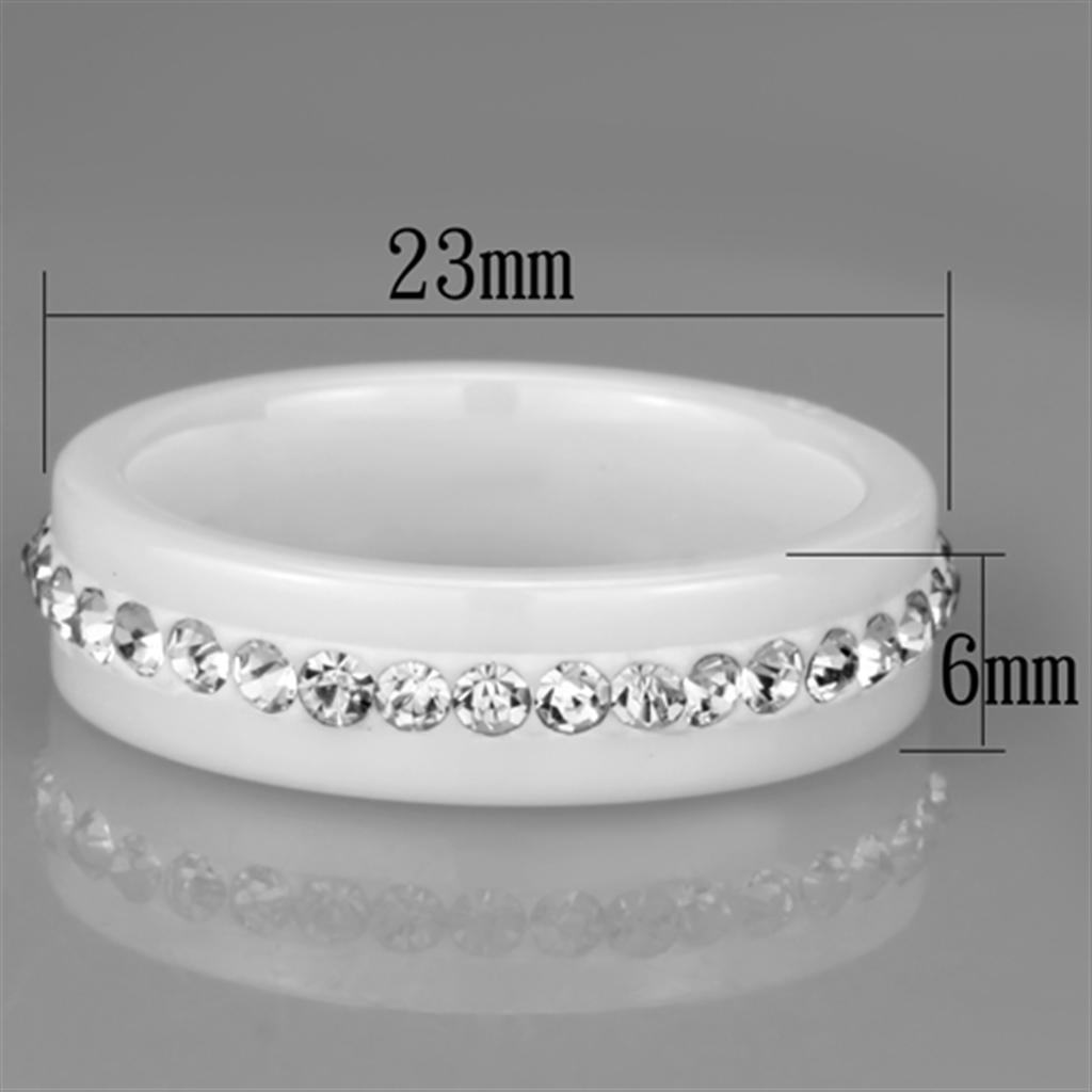 3W968 - High polished (no plating) Stainless Steel Ring with Ceramic  in White-1