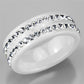 3W970 - High polished (no plating) Stainless Steel Ring with Ceramic  in White-4