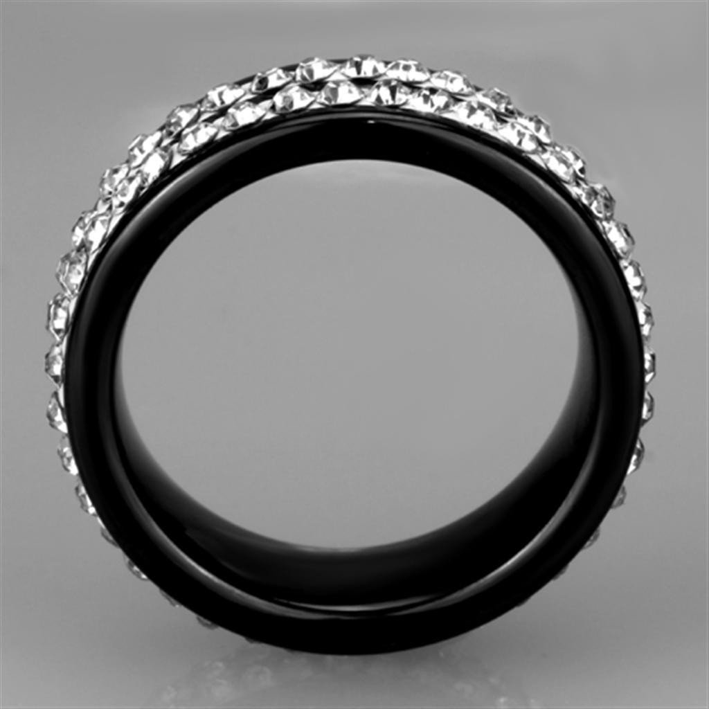 3W971 - High polished (no plating) Stainless Steel Ring with Ceramic  in Jet-2