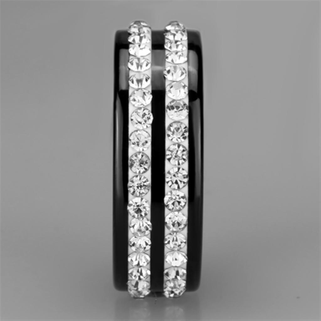 3W971 - High polished (no plating) Stainless Steel Ring with Ceramic  in Jet-3