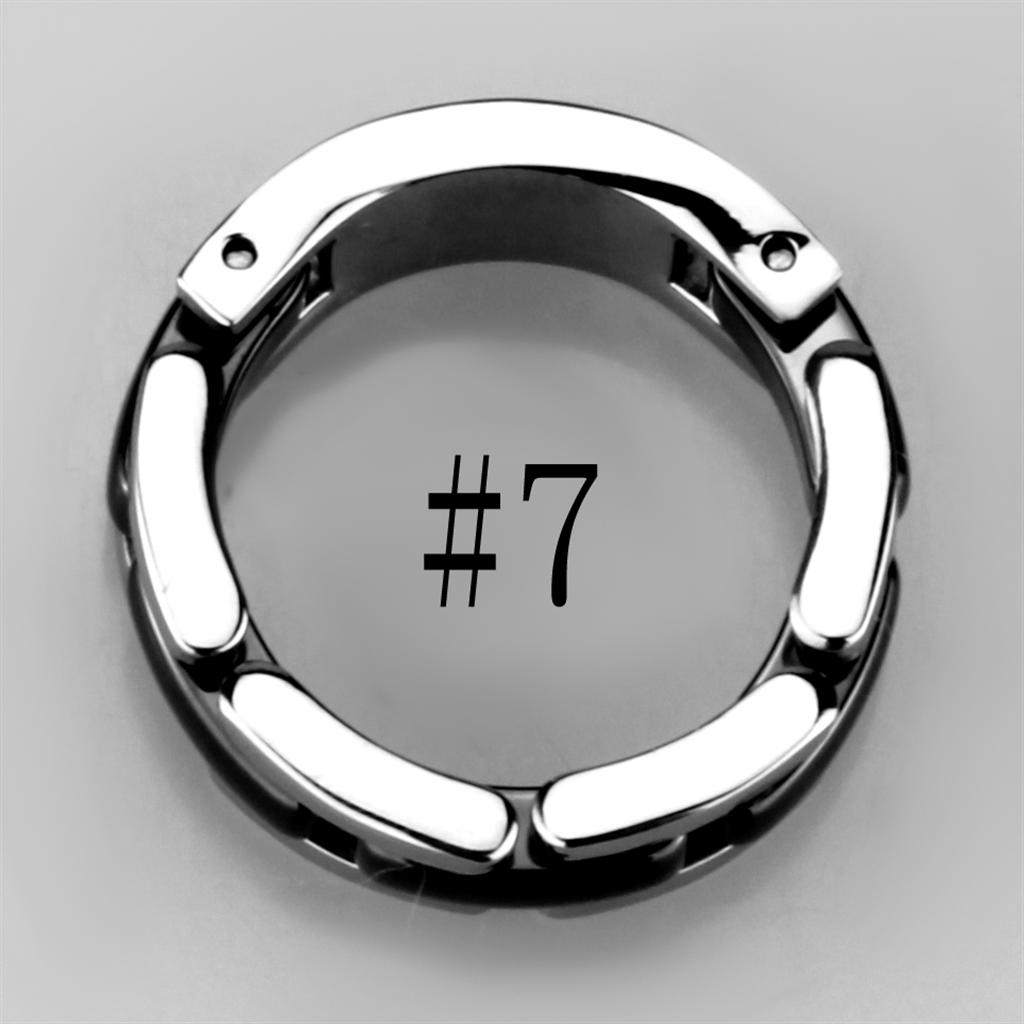 3W972 - High polished (no plating) Stainless Steel Ring with Ceramic  in Jet-4