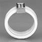 3W979 - High polished (no plating) Stainless Steel Ring with Ceramic  in White-2