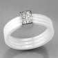 3W981 - High polished (no plating) Stainless Steel Ring with Ceramic  in White-4