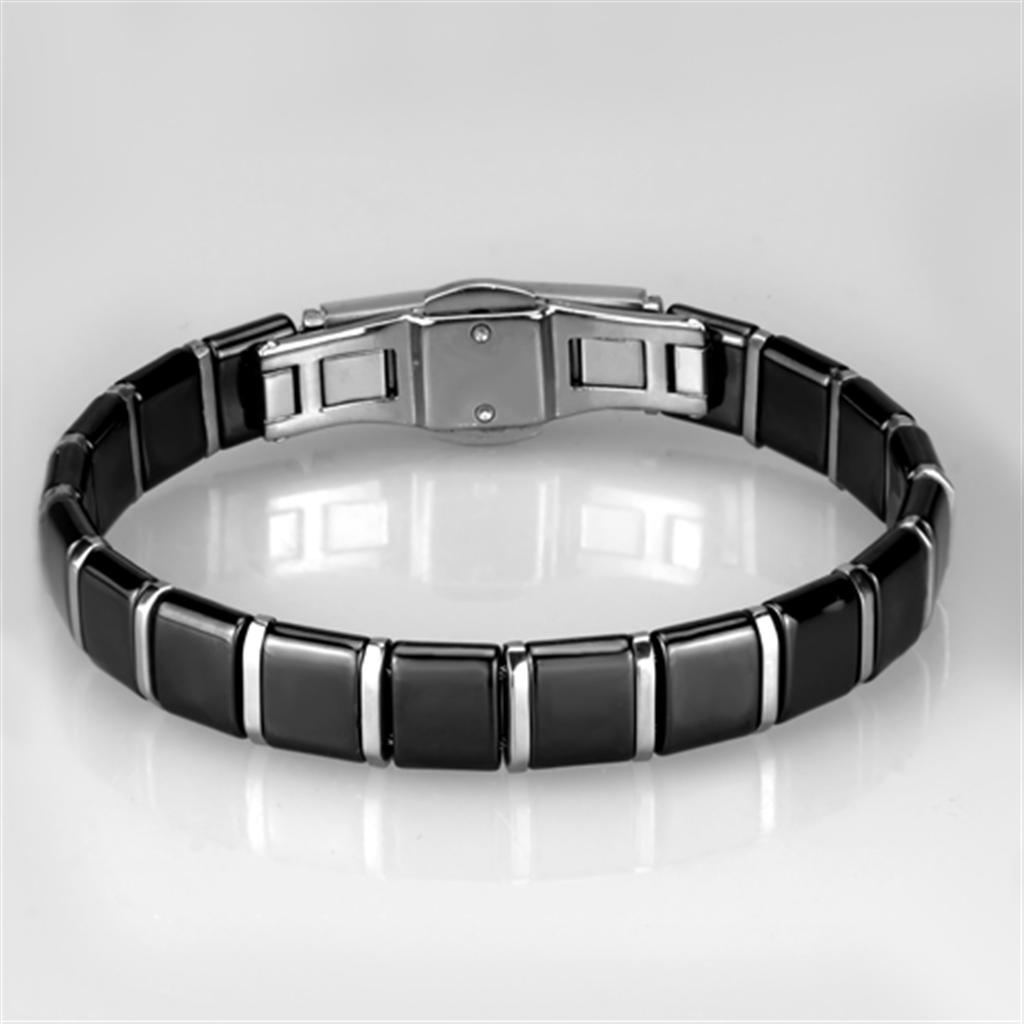 3W984 - High polished (no plating) Stainless Steel Bracelet with Ceramic  in Jet-2