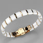 3W987 - IP Rose Gold(Ion Plating) Stainless Steel Bracelet with Ceramic  in White-1