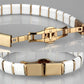 3W987 - IP Rose Gold(Ion Plating) Stainless Steel Bracelet with Ceramic  in White-3