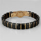 3W992 - IP Rose Gold(Ion Plating) Stainless Steel Bracelet with Ceramic  in Jet-3