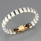 3W993 - IP Rose Gold(Ion Plating) Stainless Steel Bracelet with Ceramic  in White-1