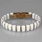 3W993 - IP Rose Gold(Ion Plating) Stainless Steel Bracelet with Ceramic  in White-2