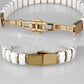 3W993 - IP Rose Gold(Ion Plating) Stainless Steel Bracelet with Ceramic  in White-3