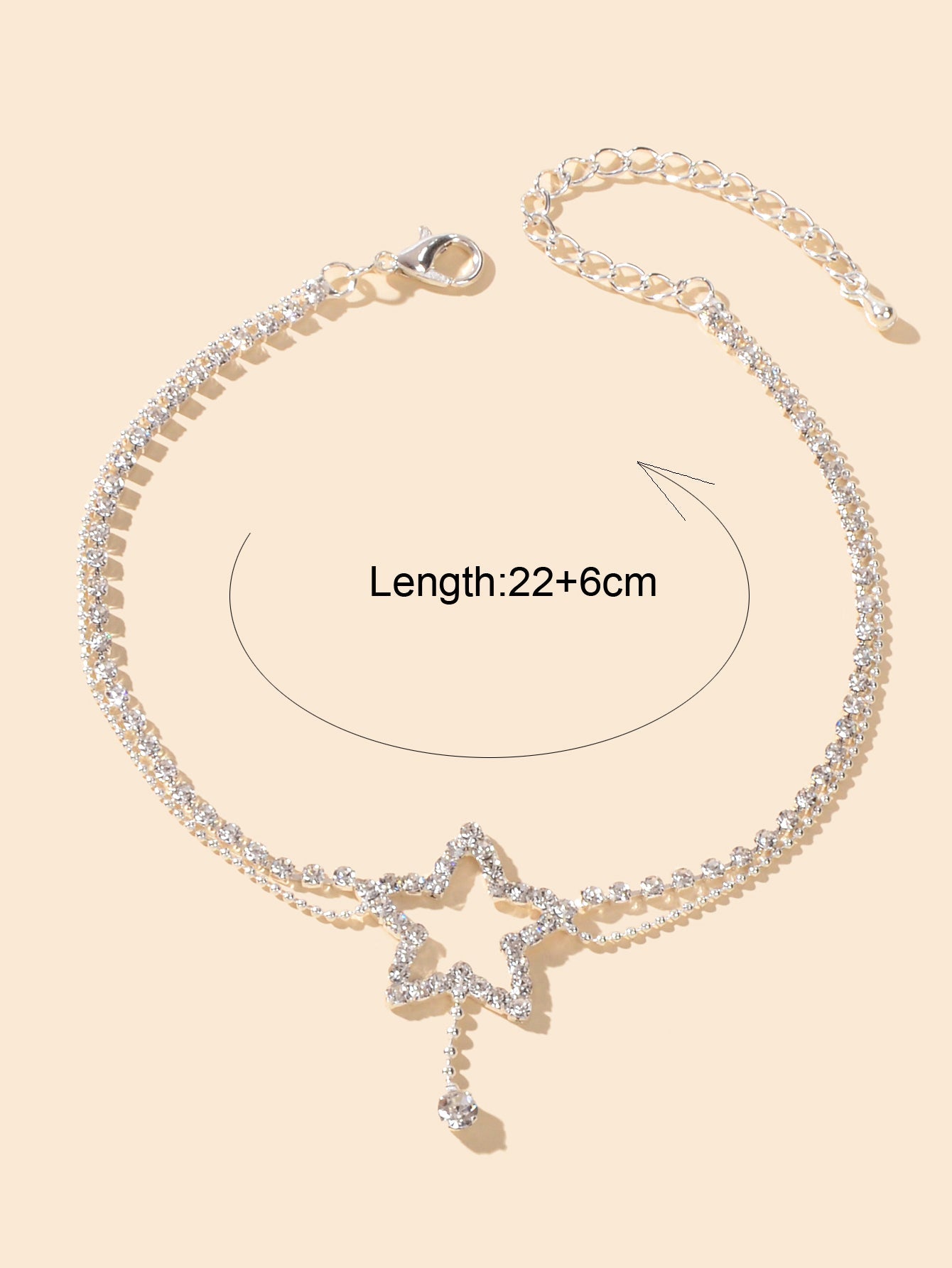 Rhinestone Silver Chain Star Charm Anklet Layered Boho Beach Ankle Bracelet Gift-1
