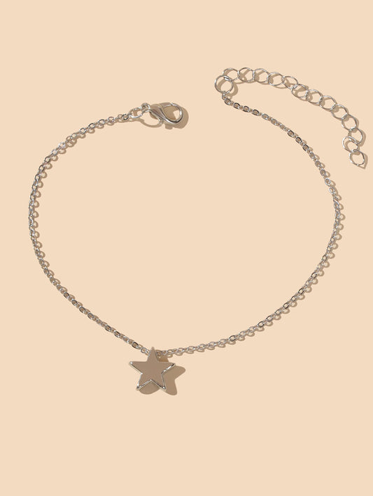 1 pc Barefoot Sandals Ankle Minimalist Silver Chain Star Charm Anklet Bracelets-1
