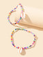 2 pcs Handmade Boho Colourful Beads Shell Charm Ankle Bracelets Foot Anklet Set-1