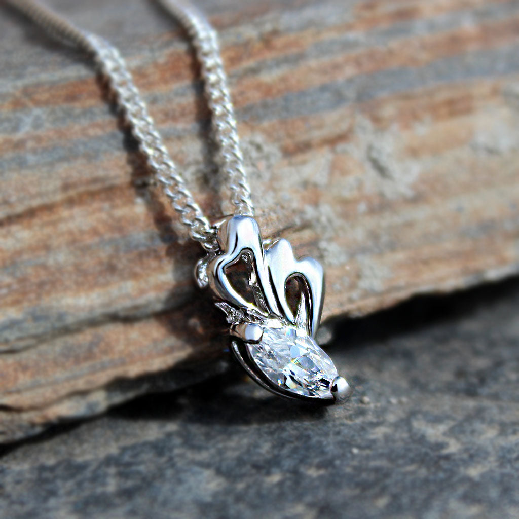 LOA1379 - Rhodium Plating Brass Pendant Chain with AAA CZ in Clear-0