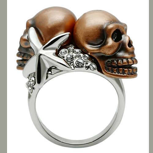 3W001 - Special Color White Metal Ring with Top Grade Crystal  in Clear-3