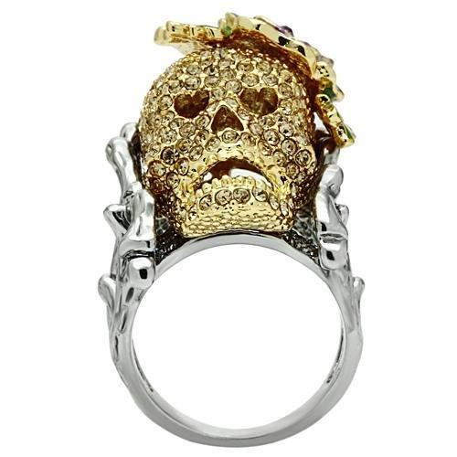 3W002 - Gold+Ruthenium White Metal Ring with Top Grade Crystal  in Citrine Yellow-2