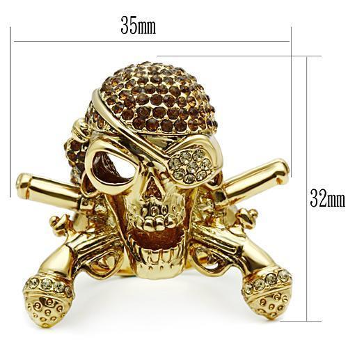 3W004 - Gold White Metal Ring with Top Grade Crystal  in Smoked Quartz-1