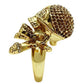 3W004 - Gold White Metal Ring with Top Grade Crystal  in Smoked Quartz-4