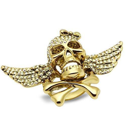 3W005 - Gold White Metal Ring with Top Grade Crystal  in Aurora Borealis (Rainbow Effect)-0