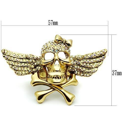 3W005 - Gold White Metal Ring with Top Grade Crystal  in Aurora Borealis (Rainbow Effect)-1