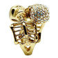 3W007 - Gold White Metal Ring with Top Grade Crystal  in Aurora Borealis (Rainbow Effect)-3