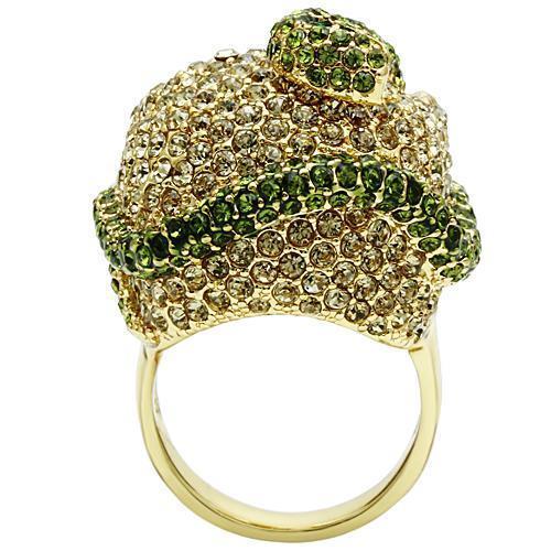 3W009 - Gold White Metal Ring with Top Grade Crystal  in Multi Color-3