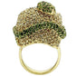 3W009 - Gold White Metal Ring with Top Grade Crystal  in Multi Color-3
