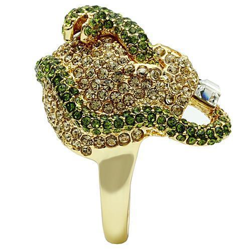 3W009 - Gold White Metal Ring with Top Grade Crystal  in Multi Color-4