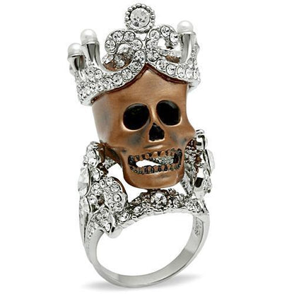 3W010 - Special Color White Metal Ring with Synthetic Pearl in White-0