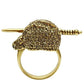 3W011 - Gold White Metal Ring with Top Grade Crystal  in Citrine Yellow-3