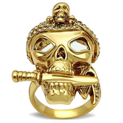 3W012 - Gold White Metal Ring with Top Grade Crystal  in Smoked Quartz-0