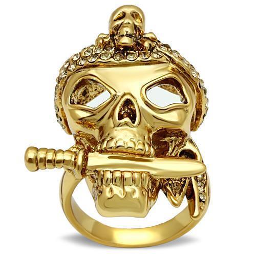 3W012 - Gold White Metal Ring with Top Grade Crystal  in Smoked Quartz-0