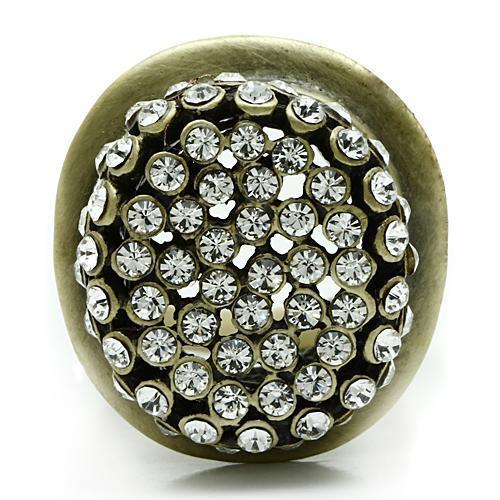 3W013 - Antique Copper White Metal Ring with Top Grade Crystal  in Clear-2