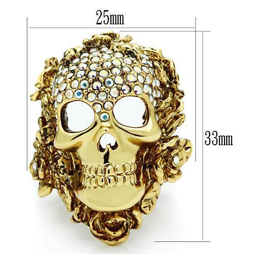 3W017 - Gold White Metal Ring with Top Grade Crystal  in Aurora Borealis (Rainbow Effect)-1