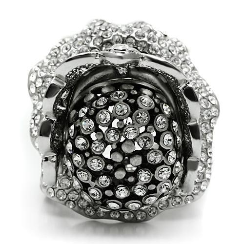 3W018 - Matte Rhodium & Rhodium White Metal Ring with Top Grade Crystal  in Clear-2