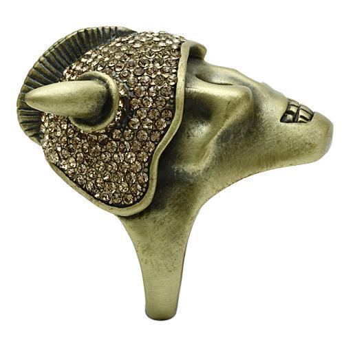 3W019 - Antique Copper White Metal Ring with Top Grade Crystal  in Citrine Yellow-4