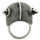 3W021 - Antique Silver White Metal Ring with Top Grade Crystal  in Black Diamond-3