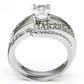 3W022 - Rhodium Brass Ring with AAA Grade CZ  in Clear-2