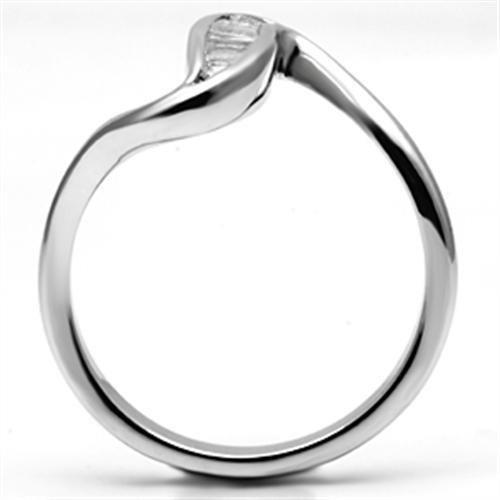 3W024 - Rhodium Brass Ring with AAA Grade CZ  in Clear-2