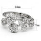 3W026 - Rhodium Brass Ring with AAA Grade CZ  in Clear-1