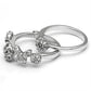 3W026 - Rhodium Brass Ring with AAA Grade CZ  in Clear-3