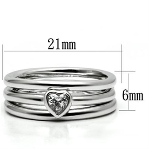 3W027 - Rhodium Brass Ring with AAA Grade CZ  in Clear-1
